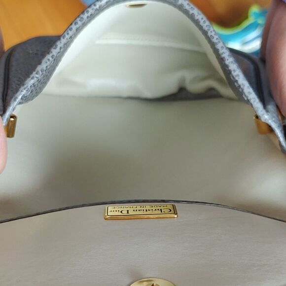 🔥2X HP🔥Christian Dior Leather Gray Pebble Pochette Bag Dior Logo Dust Bag - Picture 13 of 13